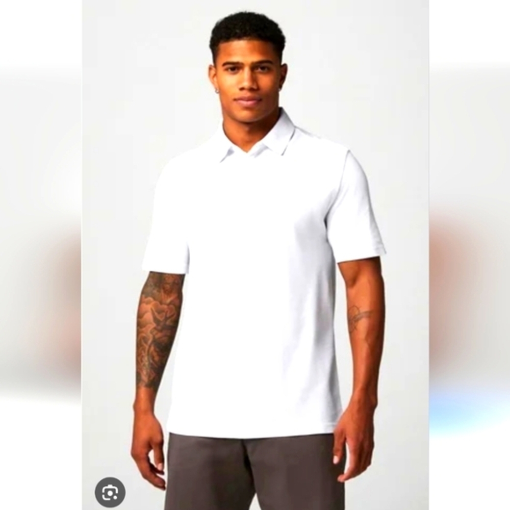NWT FABLETICS...Classic White Polo Shirt with Soft Fabric..SIZE:L